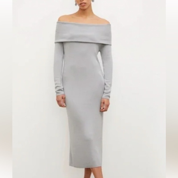MM. LaFleur Dresses & Skirts - MM Lafleur The Lalita Dress Silver Gray Silk Jersey Knit Midi Slit Dress Small